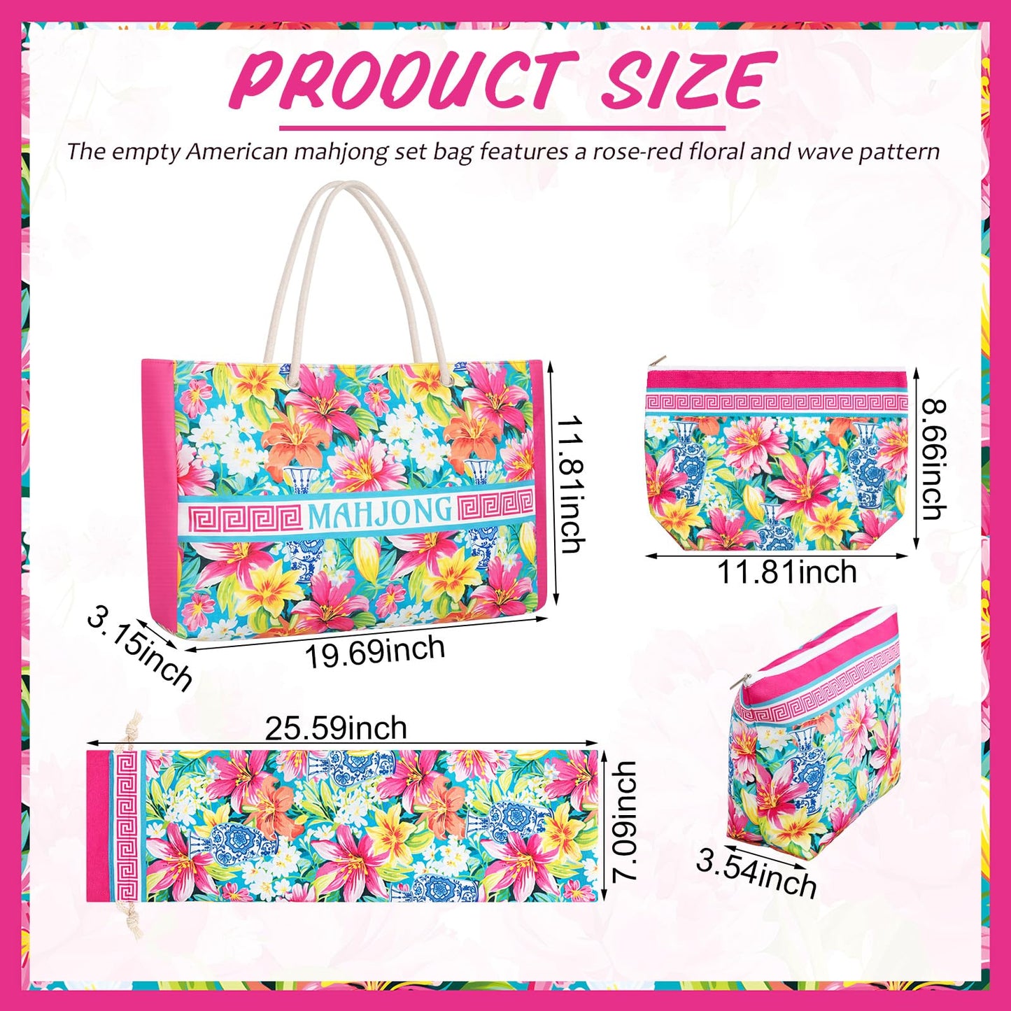Soulchen 3 Pcs Mahjong Bag Set FLORAL: Amazon