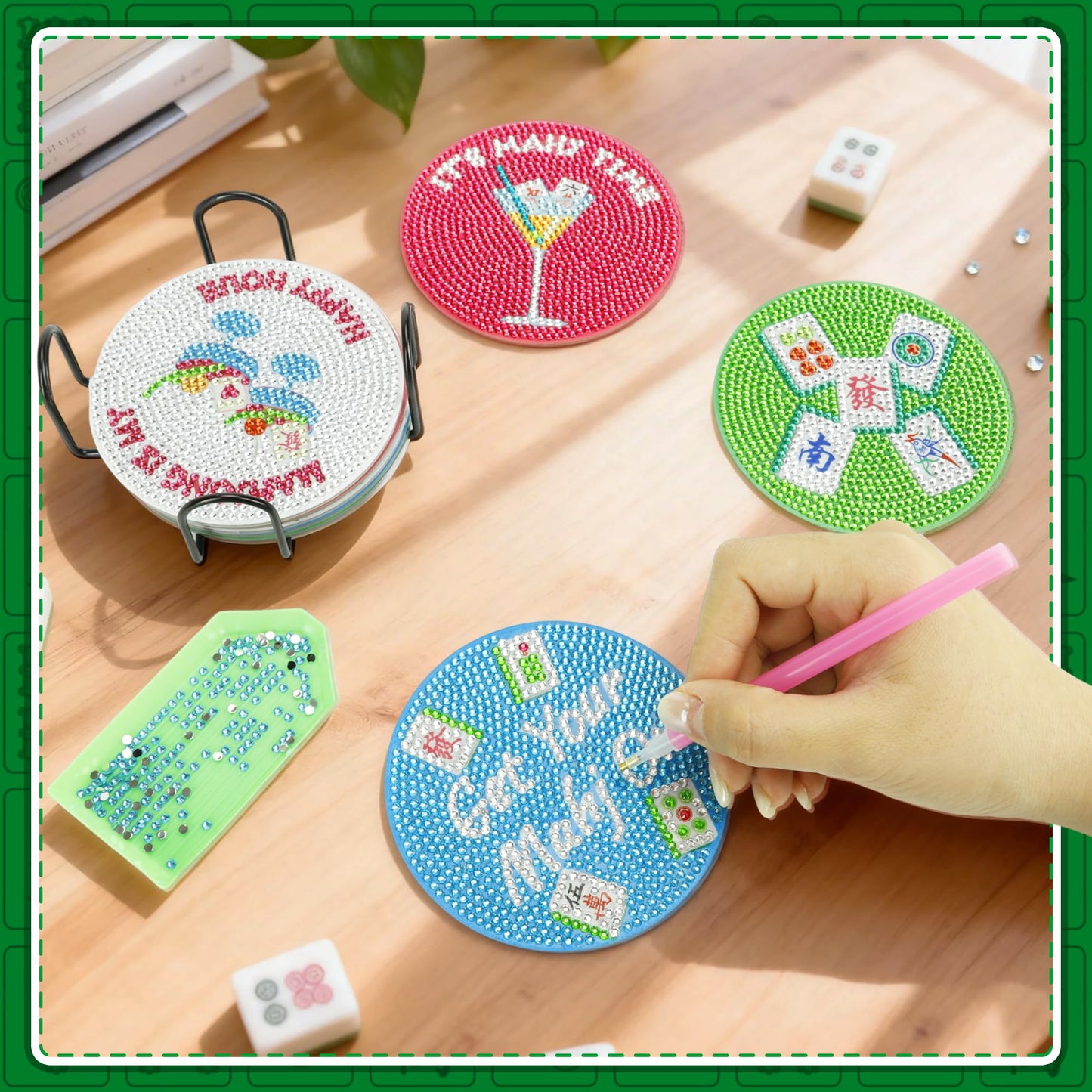EliteEcho 8 PCS Mahjong Diamond Art Coasters Kit: Amazon