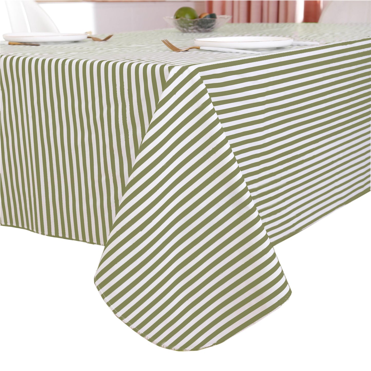 Heavy‑Duty Vinyl Tablecloth 54x54 – Stripe, Flannel‑Backed & Waterproof