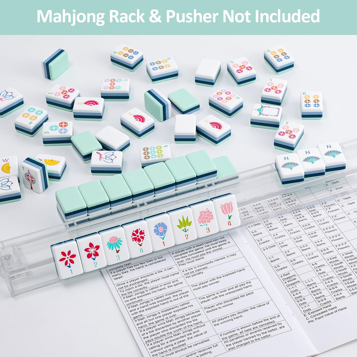 My Mahjong Trove 160 Acrylic 4 Layer Engraved American Mahjong Tiles Set: Amazon