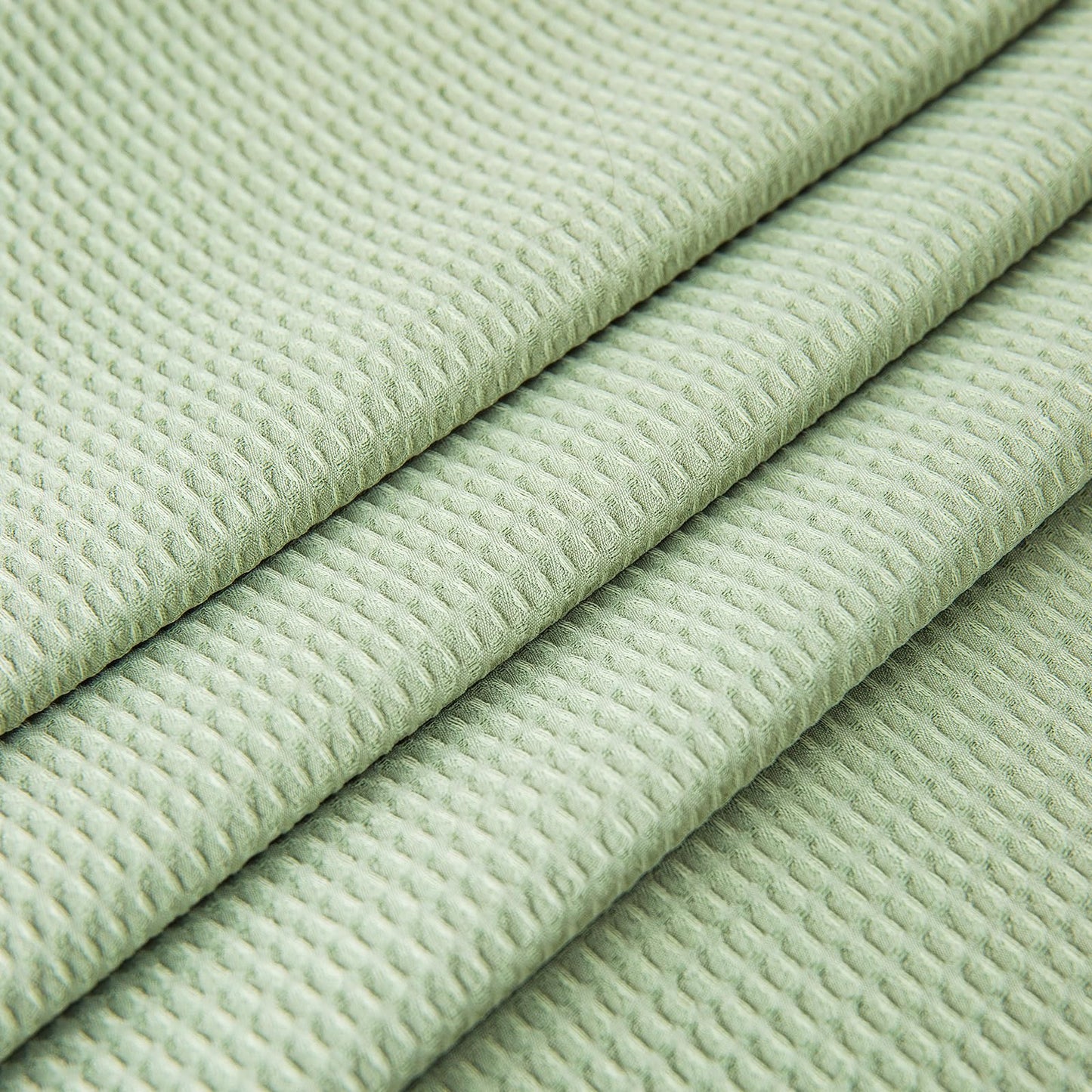 Waffle Weave Tablecloth with Ruffle Trim – Pea Green 52x70"