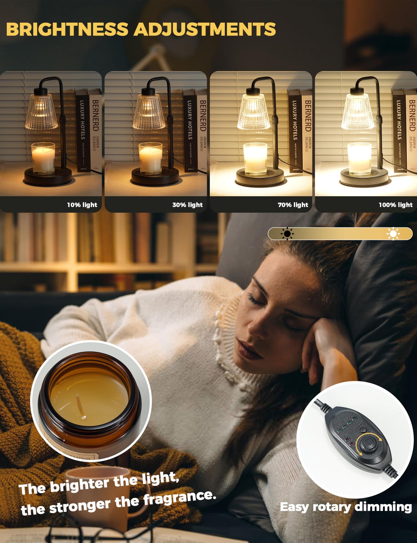 GODONLIF Candle Warmer Lamp with Cycle Timer,  Wax Melt Warmer for Jar Candles with 2 Bulbs