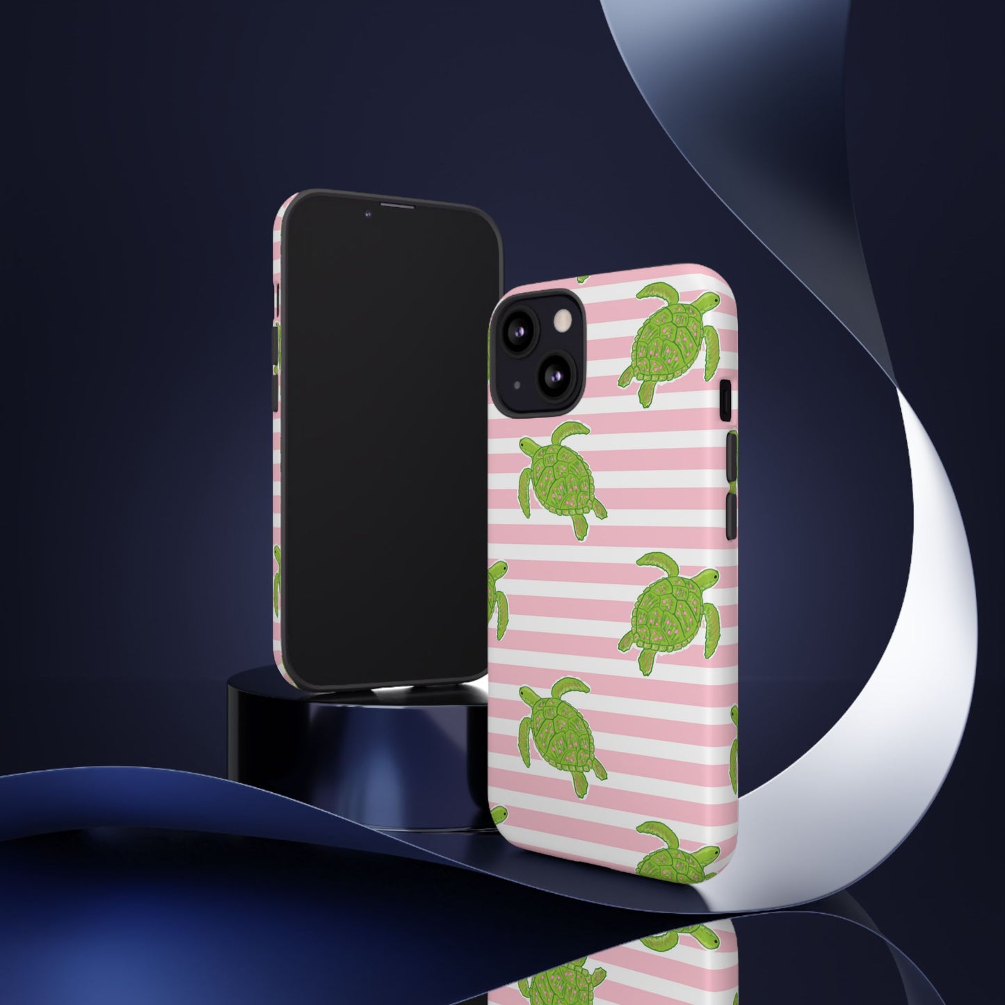 Green Sea Turtles Phone Case | Pink Stripes Tough Case | iPhone 17