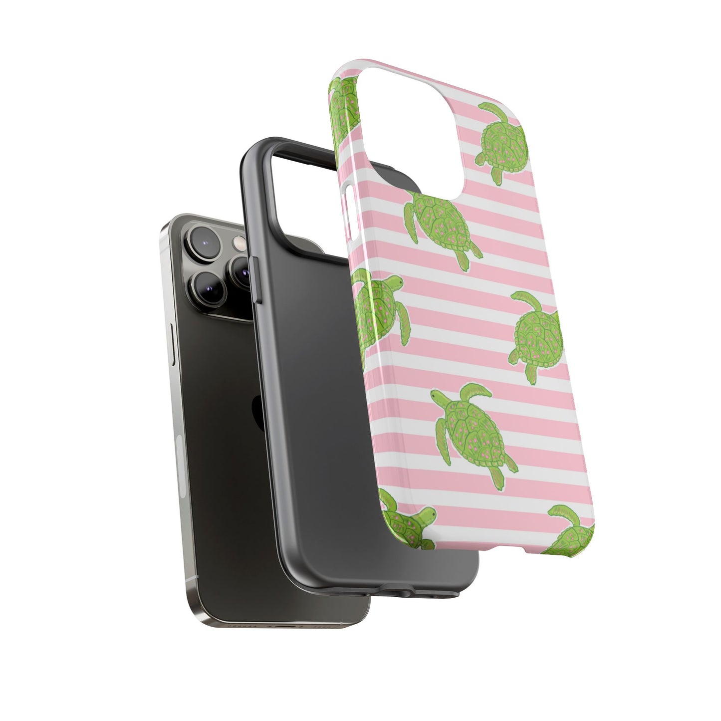 Green Sea Turtles Phone Case | Pink Stripes Tough Case | iPhone 17