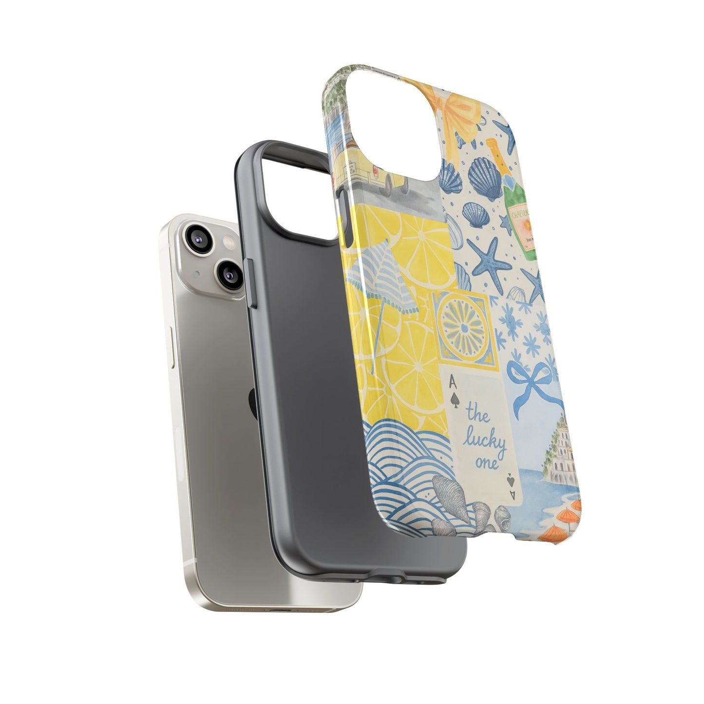 Coastal Collage Phone Case | Beach Shells, Starfish, Lemon, Scenic Travel | Italian Summer