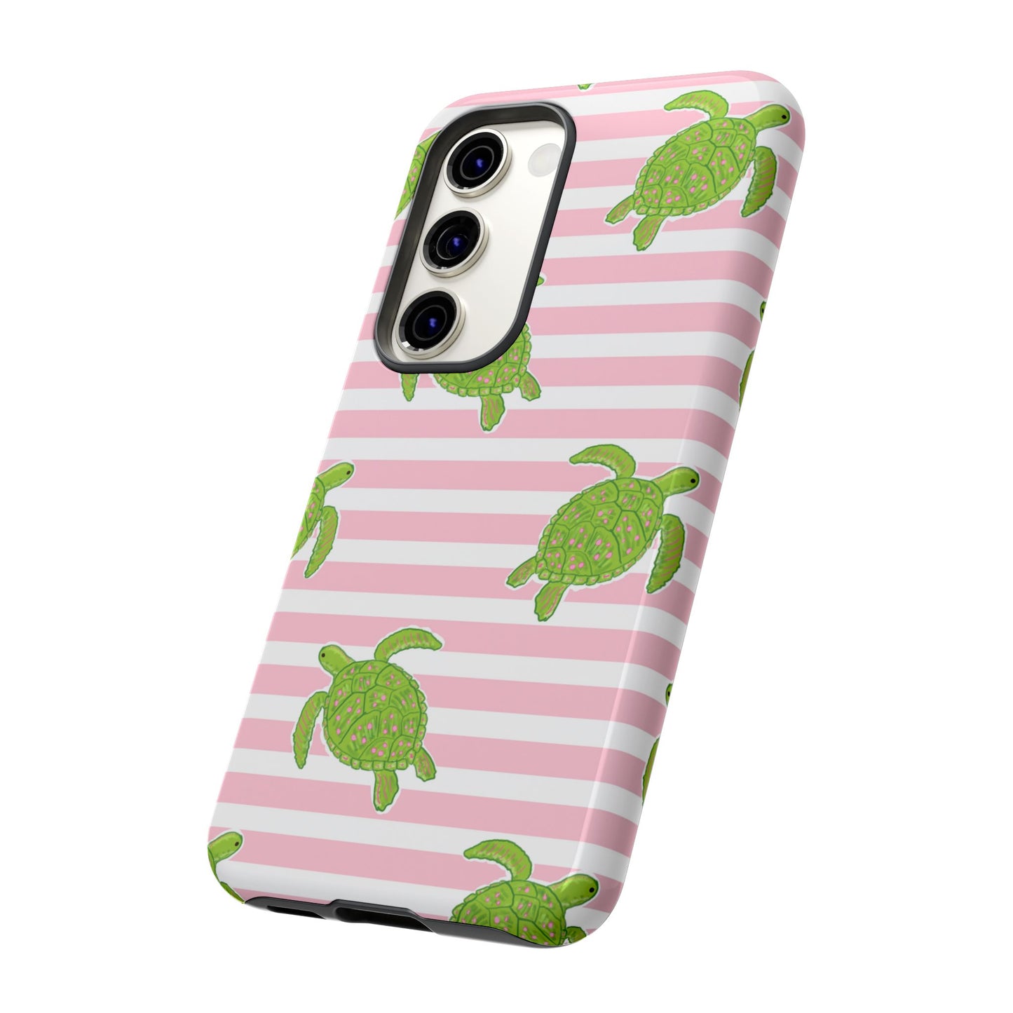 Green Sea Turtles Phone Case | Pink Stripes Tough Case | iPhone 17