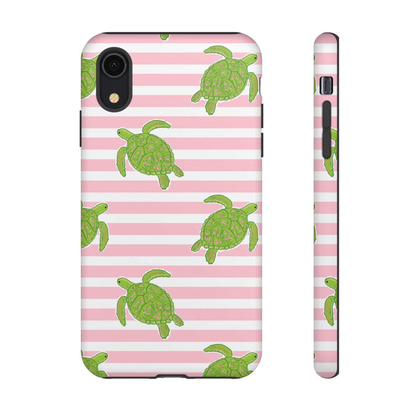 Green Sea Turtles Phone Case | Pink Stripes Tough Case | iPhone 17