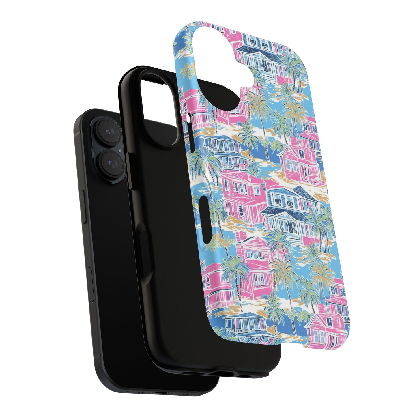 Tropical Beach Houses Tough Case | Palm Tree Coastal Phone Cover | iPhone 17
