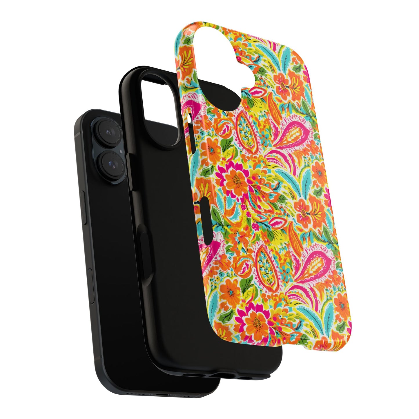 Vibrant Floral Paisley phone case | Tough Cases | Orange and Pink Floral | iPhone 17