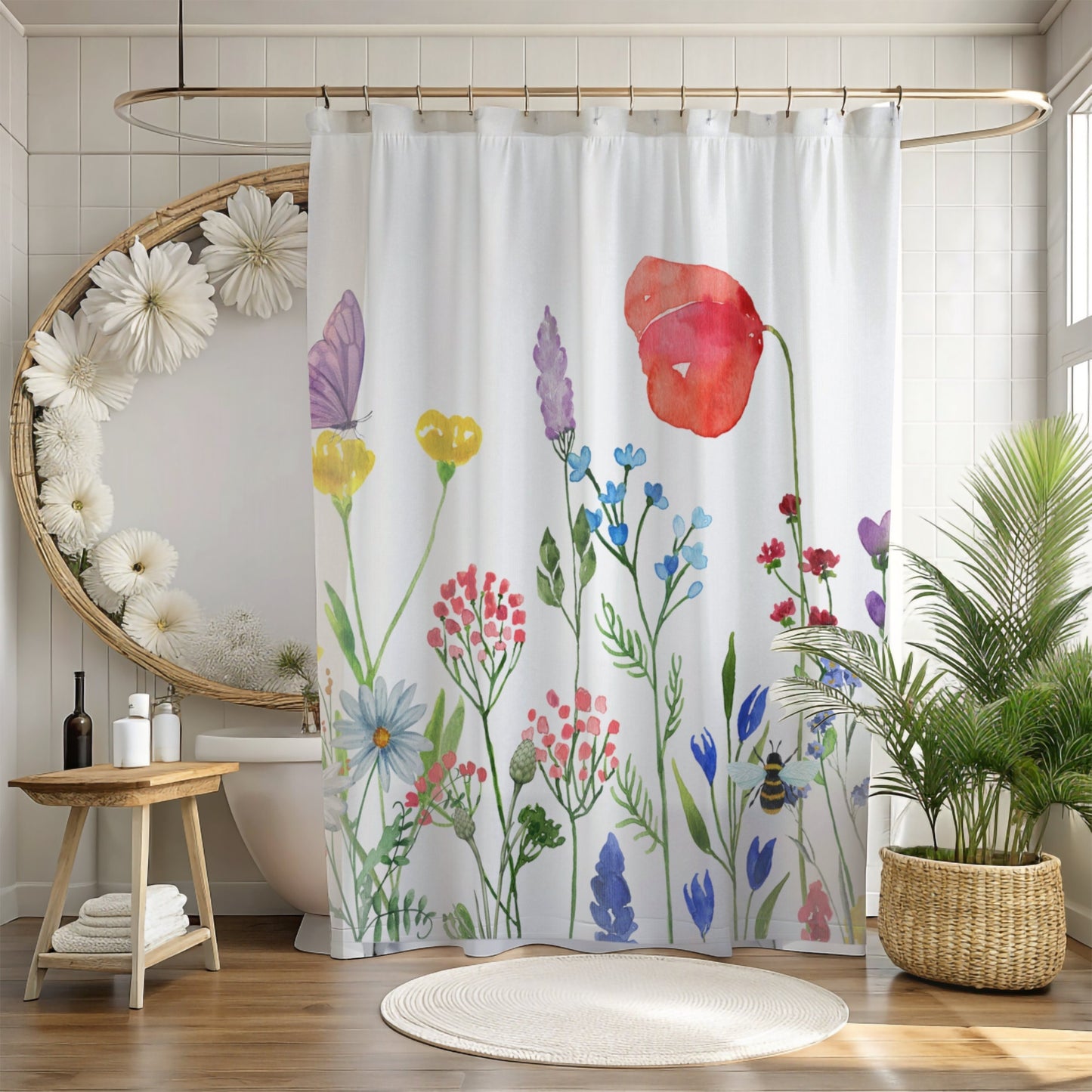 Custom Shower Curtain, Wildflowers
