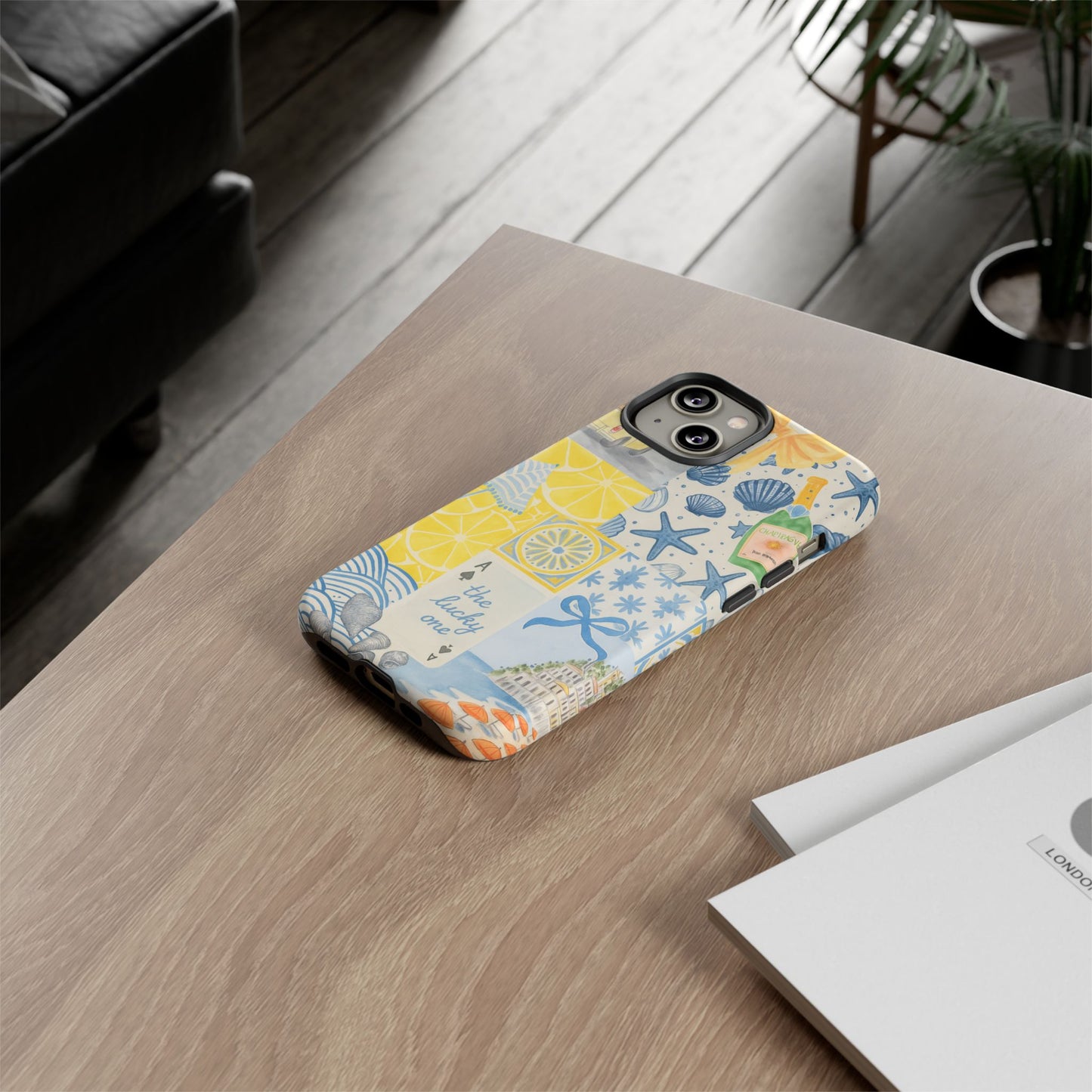 Coastal Collage Phone Case | Beach Shells, Starfish, Lemon, Scenic Travel | Italian Summer