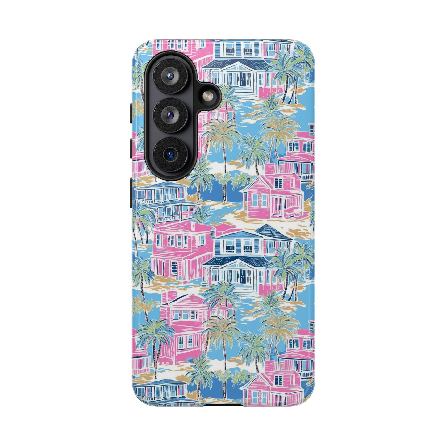 Tropical Beach Houses Tough Case | Palm Tree Coastal Phone Cover | iPhone 17