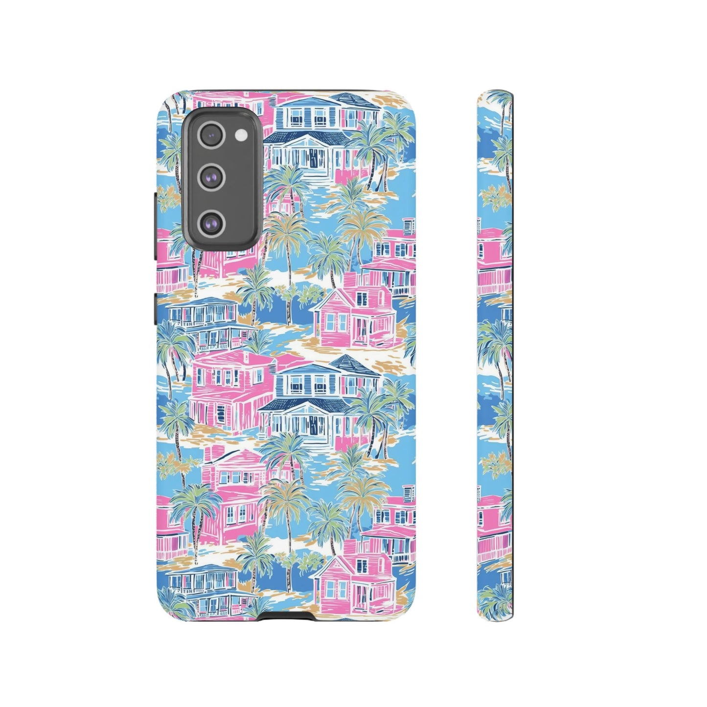 Tropical Beach Houses Tough Case | Palm Tree Coastal Phone Cover | iPhone 17