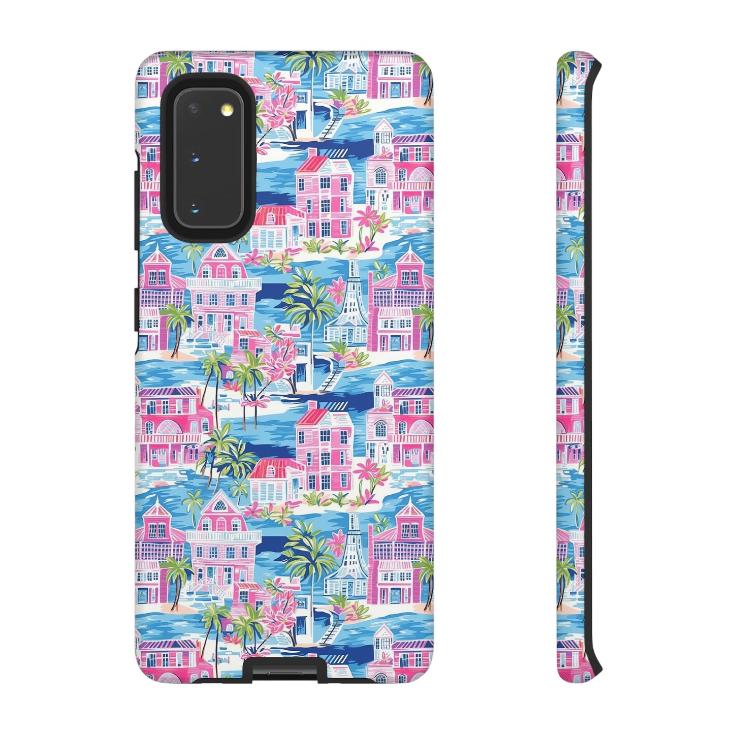 Pink Coastal Houses phone case | Tough Case | iPhone 17