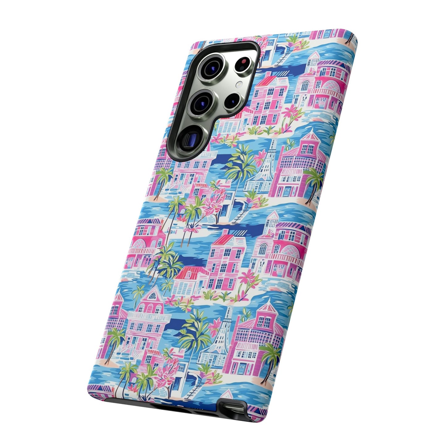 Pink Coastal Houses phone case | Tough Case | iPhone 17