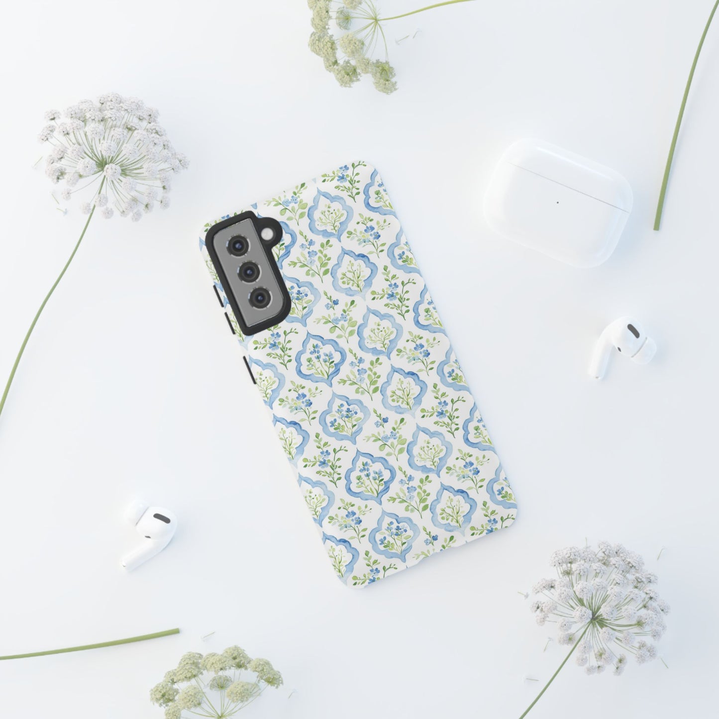 Blue Floral Damask phone case | Tough Case | iPhone 17