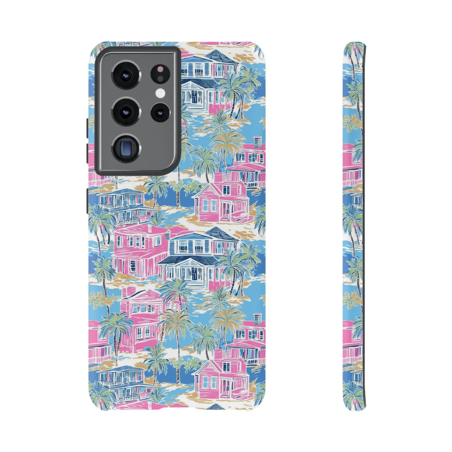 Tropical Beach Houses Tough Case | Palm Tree Coastal Phone Cover | iPhone 17