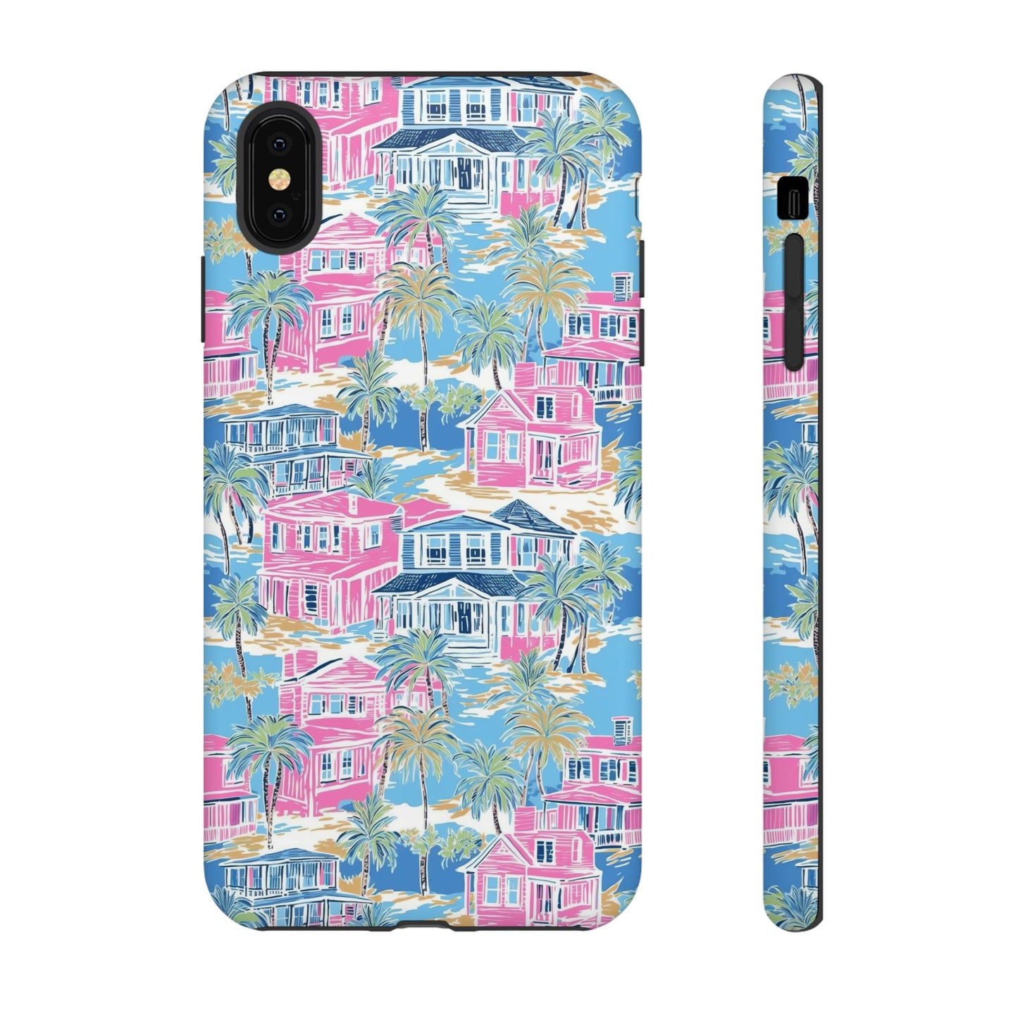 Tropical Beach Houses Tough Case | Palm Tree Coastal Phone Cover | iPhone 17