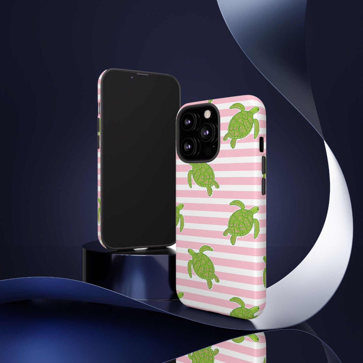 Green Sea Turtles Phone Case | Pink Stripes Tough Case | iPhone 17