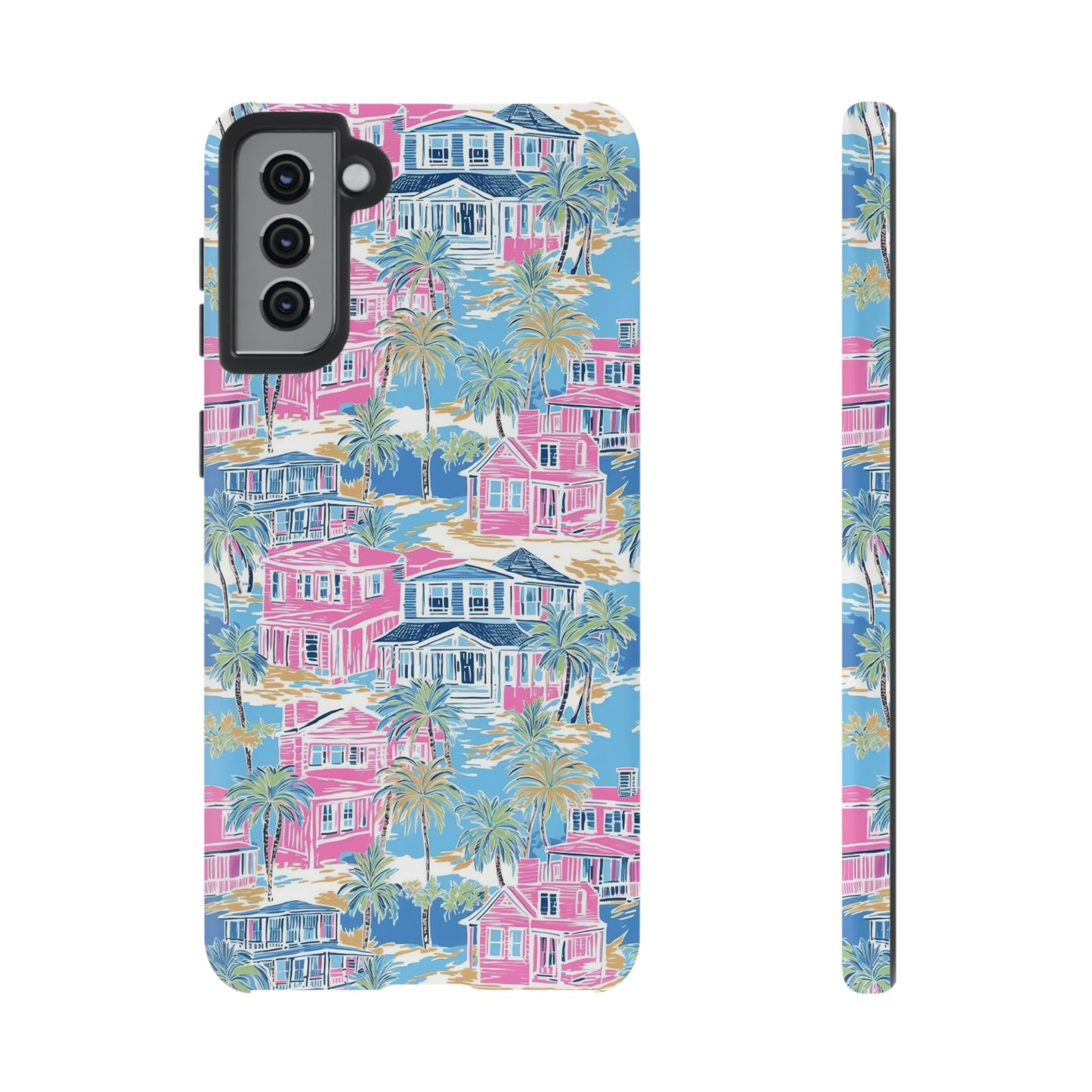 Tropical Beach Houses Tough Case | Palm Tree Coastal Phone Cover | iPhone 17