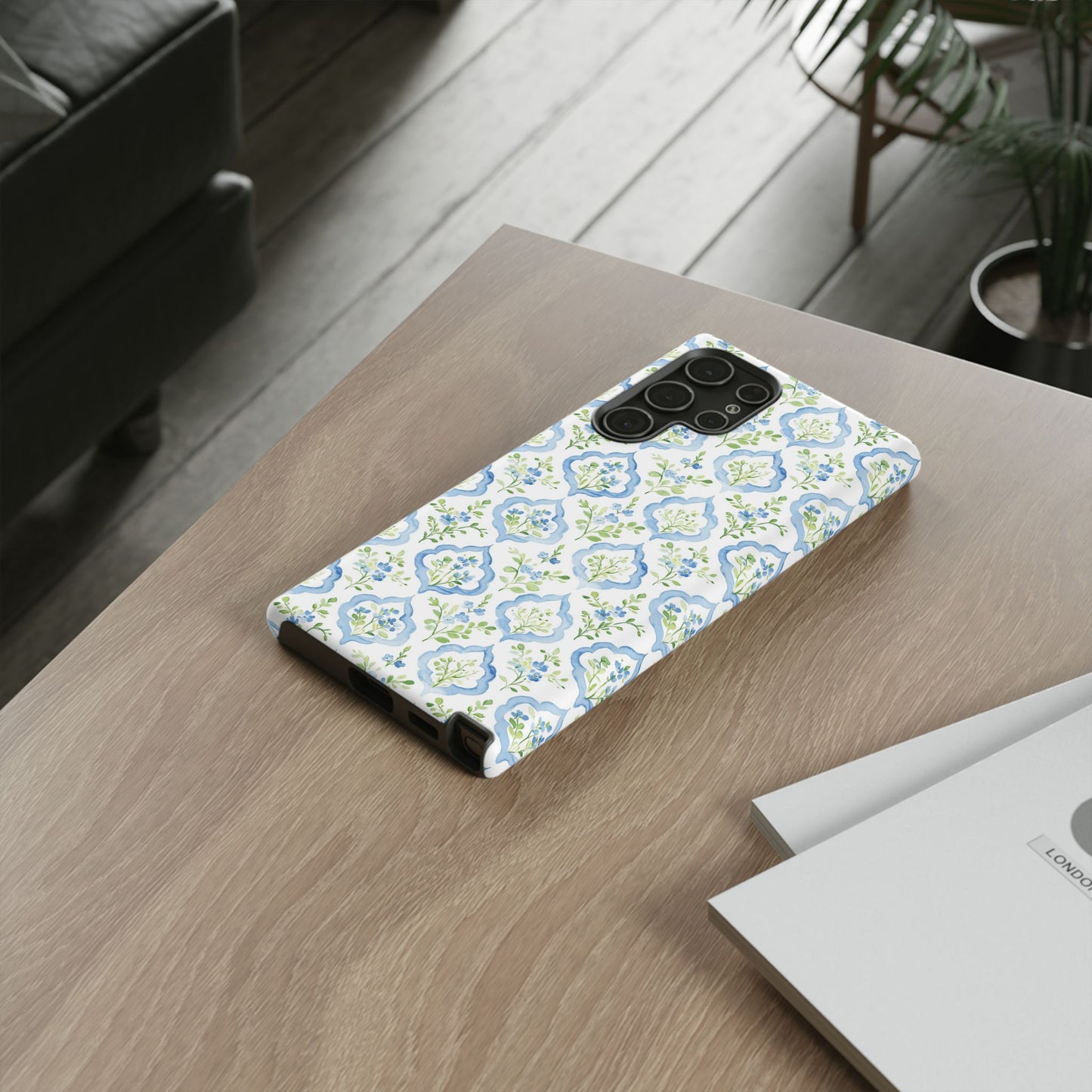 Blue Floral Damask phone case | Tough Case | iPhone 17