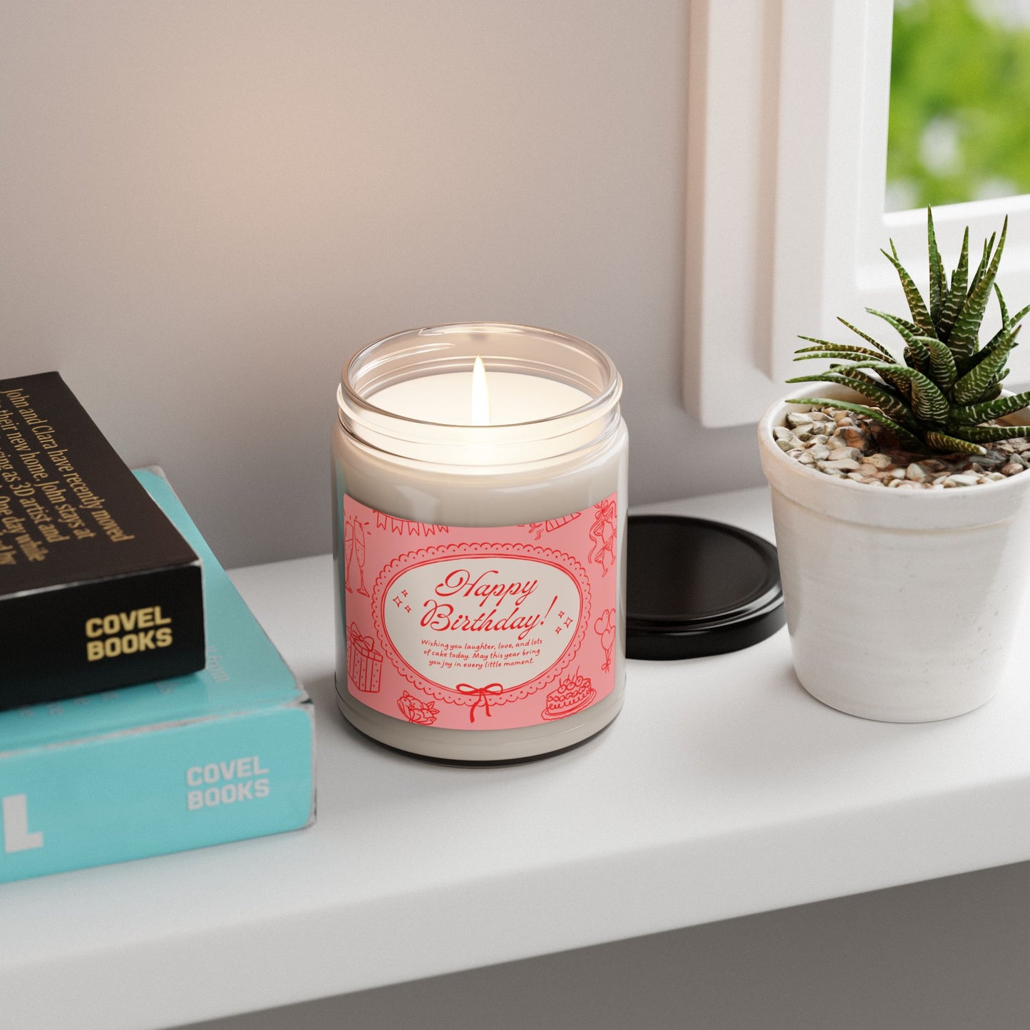 Custom Soy Wax Candle with Reusable Glass Jar | Vegan, Clean-Burning | Personalized Label Available
