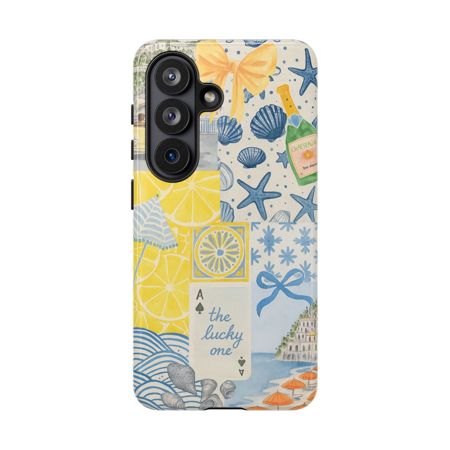 Coastal Collage Phone Case | Beach Shells, Starfish, Lemon, Scenic Travel | Italian Summer