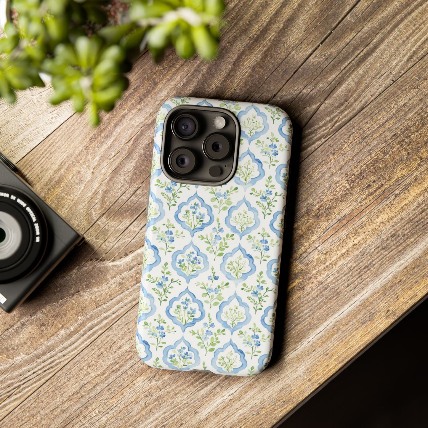 Blue Floral Damask phone case | Tough Case | iPhone 17