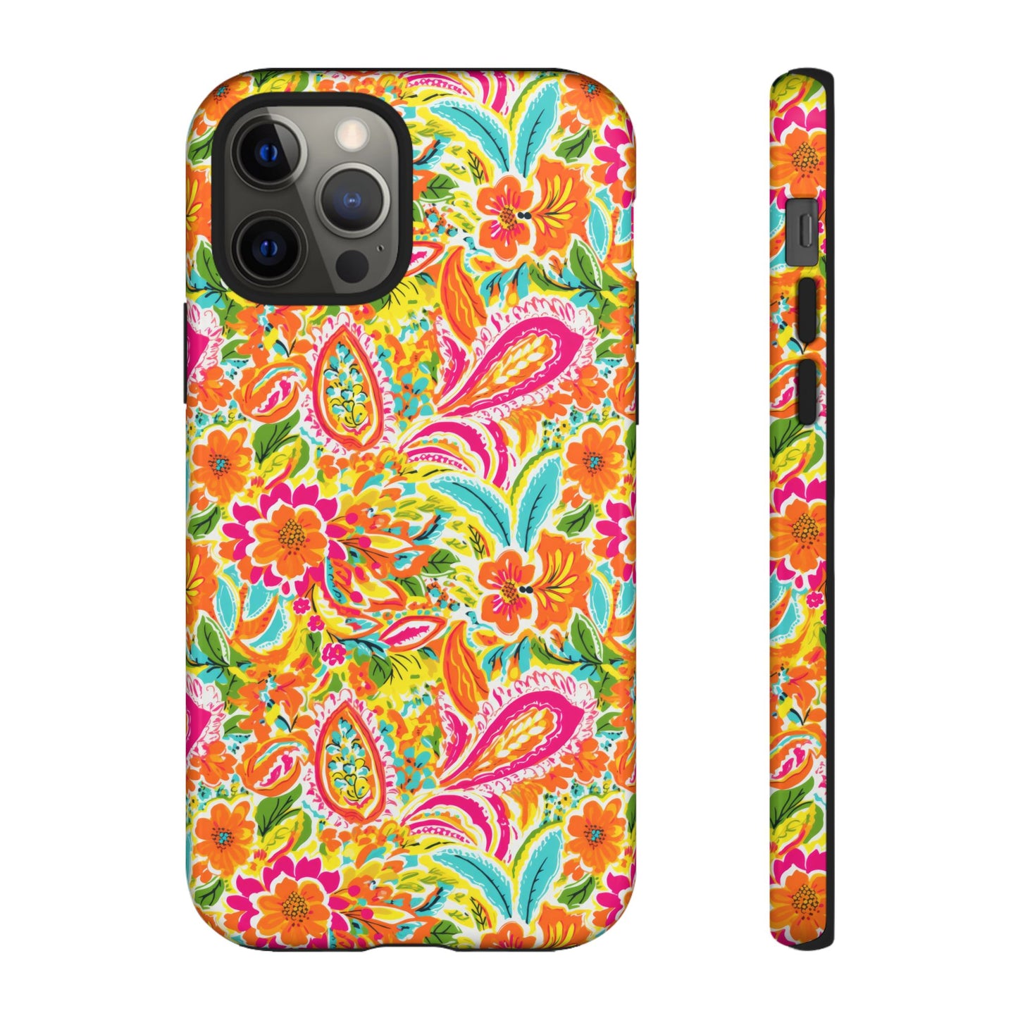 Vibrant Floral Paisley phone case | Tough Cases | Orange and Pink Floral | iPhone 17