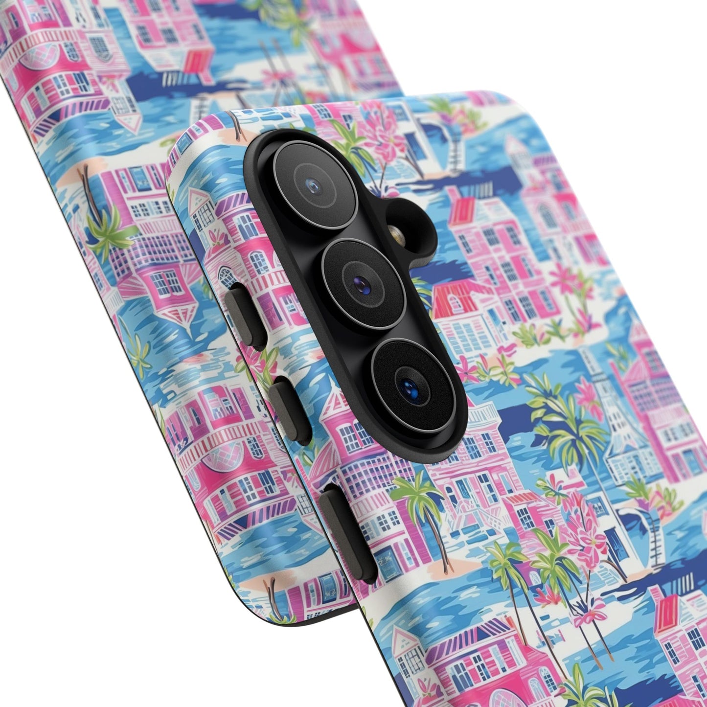 Pink Coastal Houses phone case | Tough Case | iPhone 17