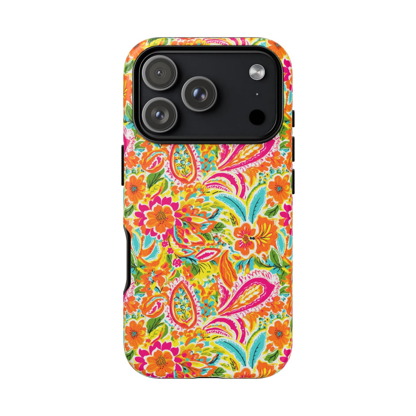Vibrant Floral Paisley phone case | Tough Cases | Orange and Pink Floral | iPhone 17