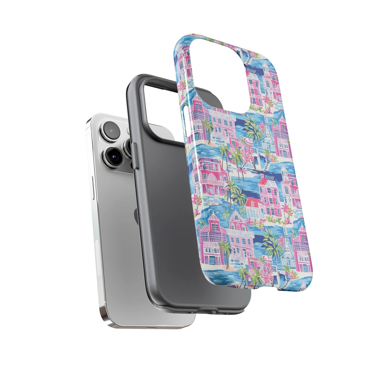Pink Coastal Houses phone case | Tough Case | iPhone 17