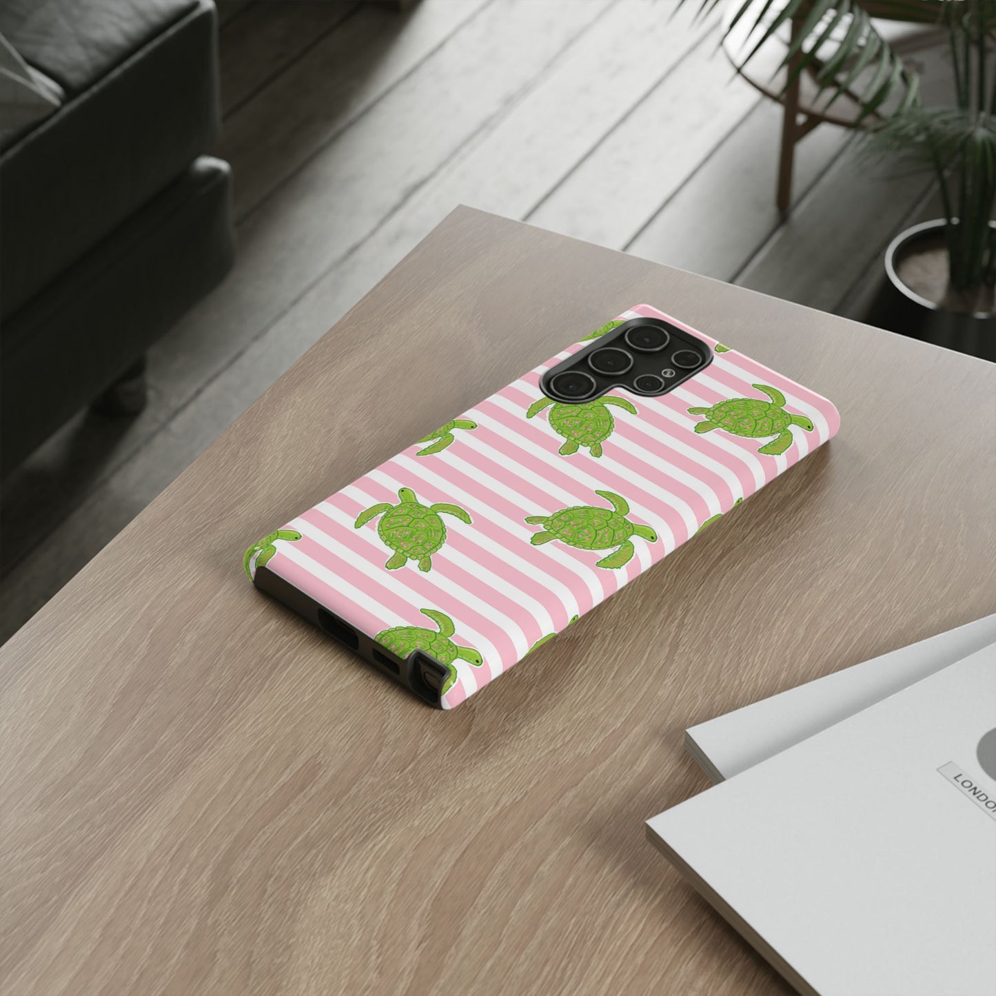 Green Sea Turtles Phone Case | Pink Stripes Tough Case | iPhone 17