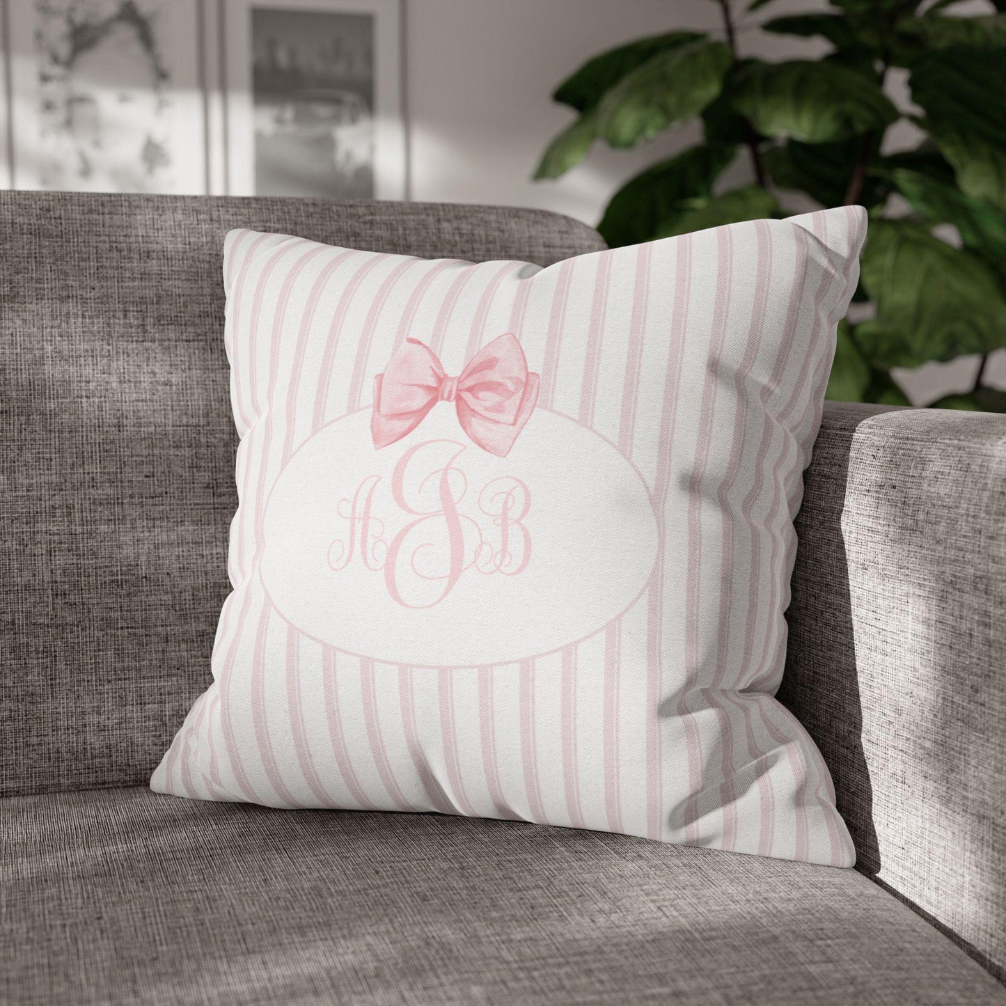 Custom Throw Pillow, Pink Bow