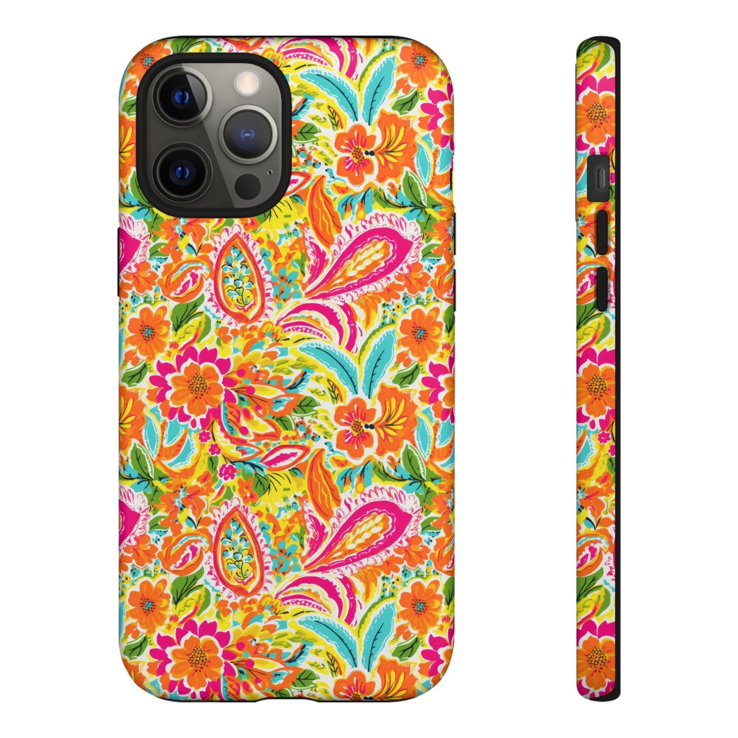 Vibrant Floral Paisley phone case | Tough Cases | Orange and Pink Floral | iPhone 17