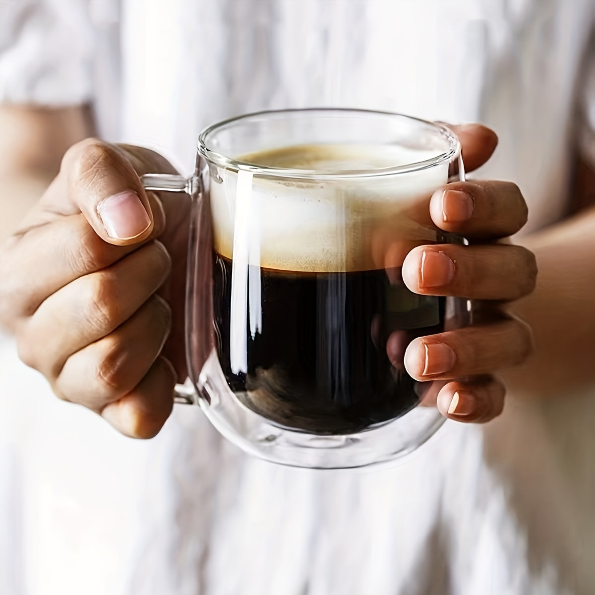 Double-Walled Glass Coffee Mug with Handle
