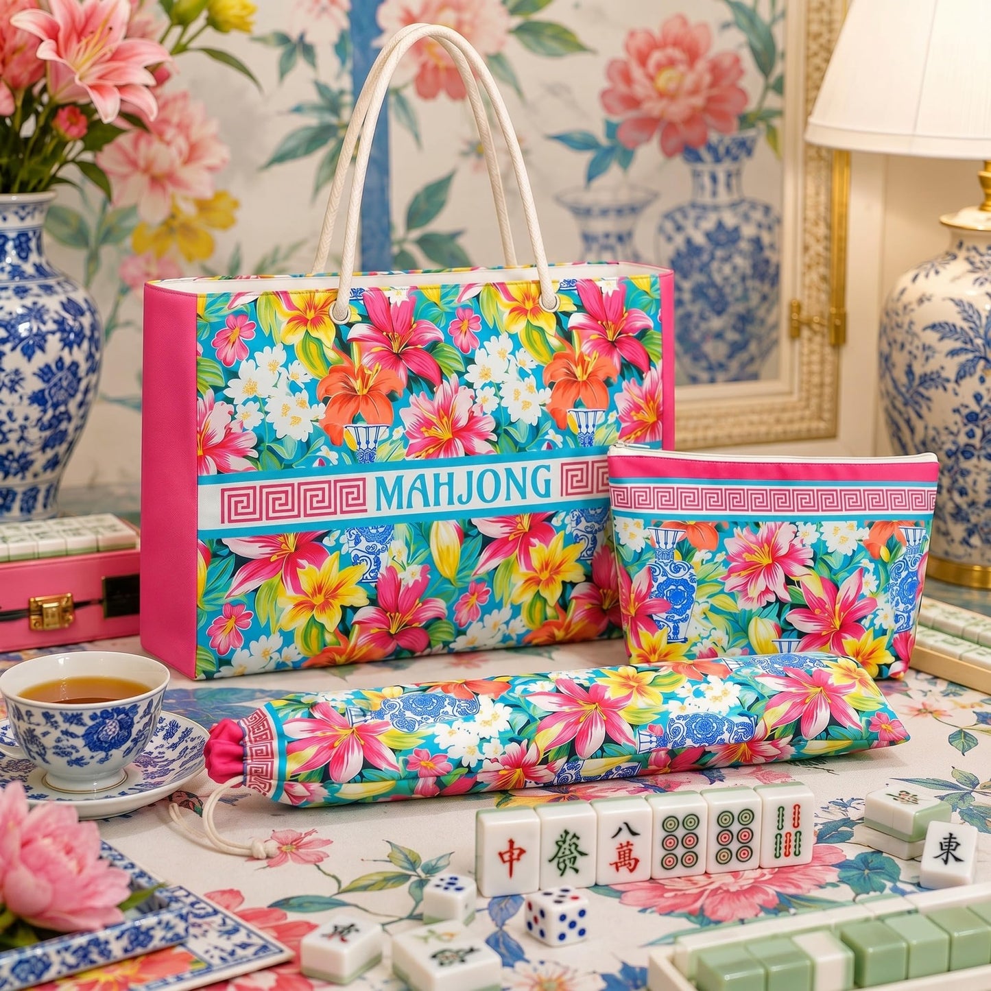 Soulchen 3 Pcs Mahjong Bag Set FLORAL: Amazon