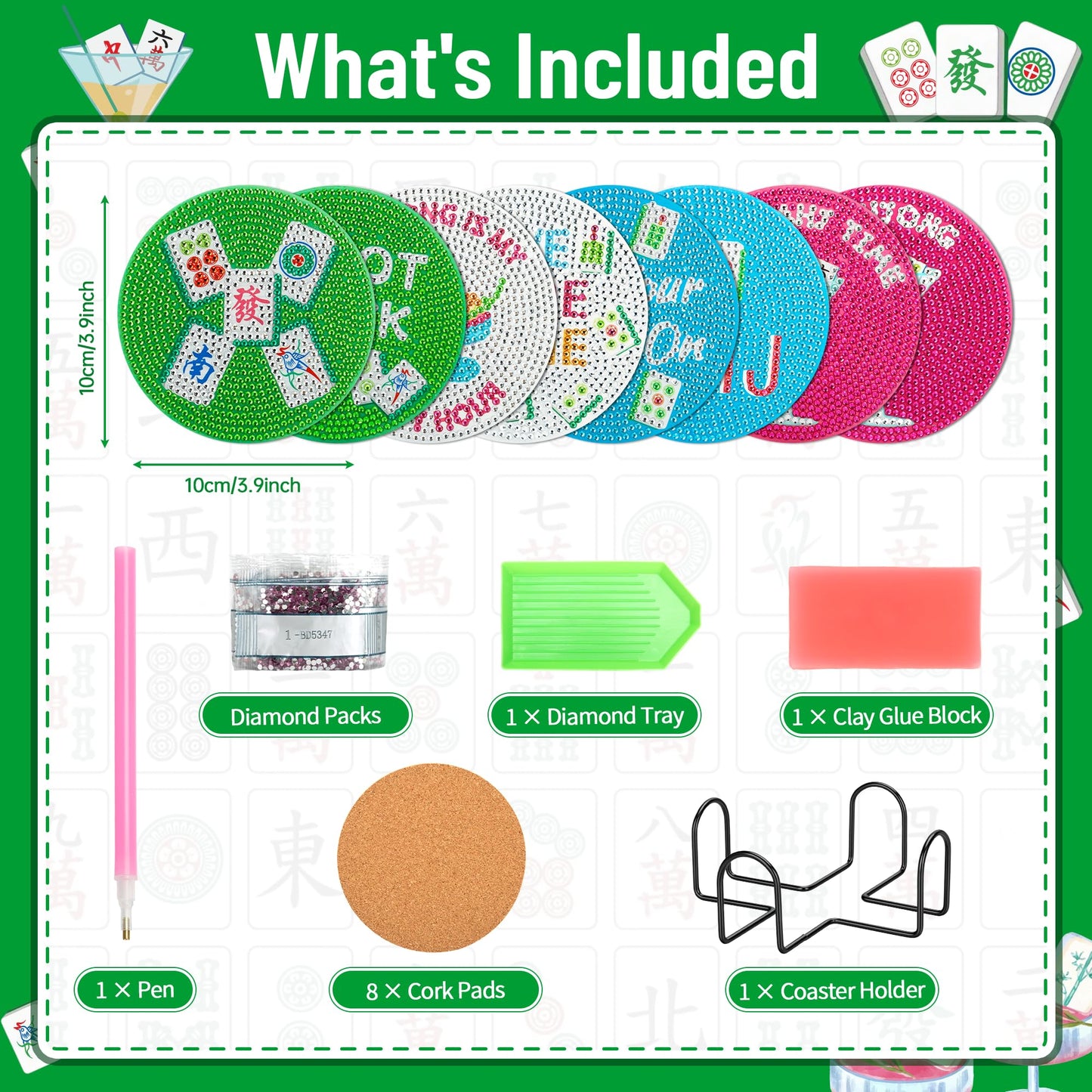 EliteEcho 8 PCS Mahjong Diamond Art Coasters Kit: Amazon