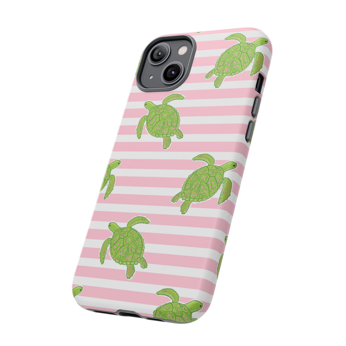 Green Sea Turtles Phone Case | Pink Stripes Tough Case | iPhone 17