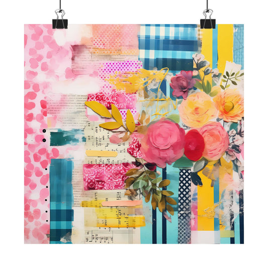 Colorful Abstract Floral Wall Art Poster Roses