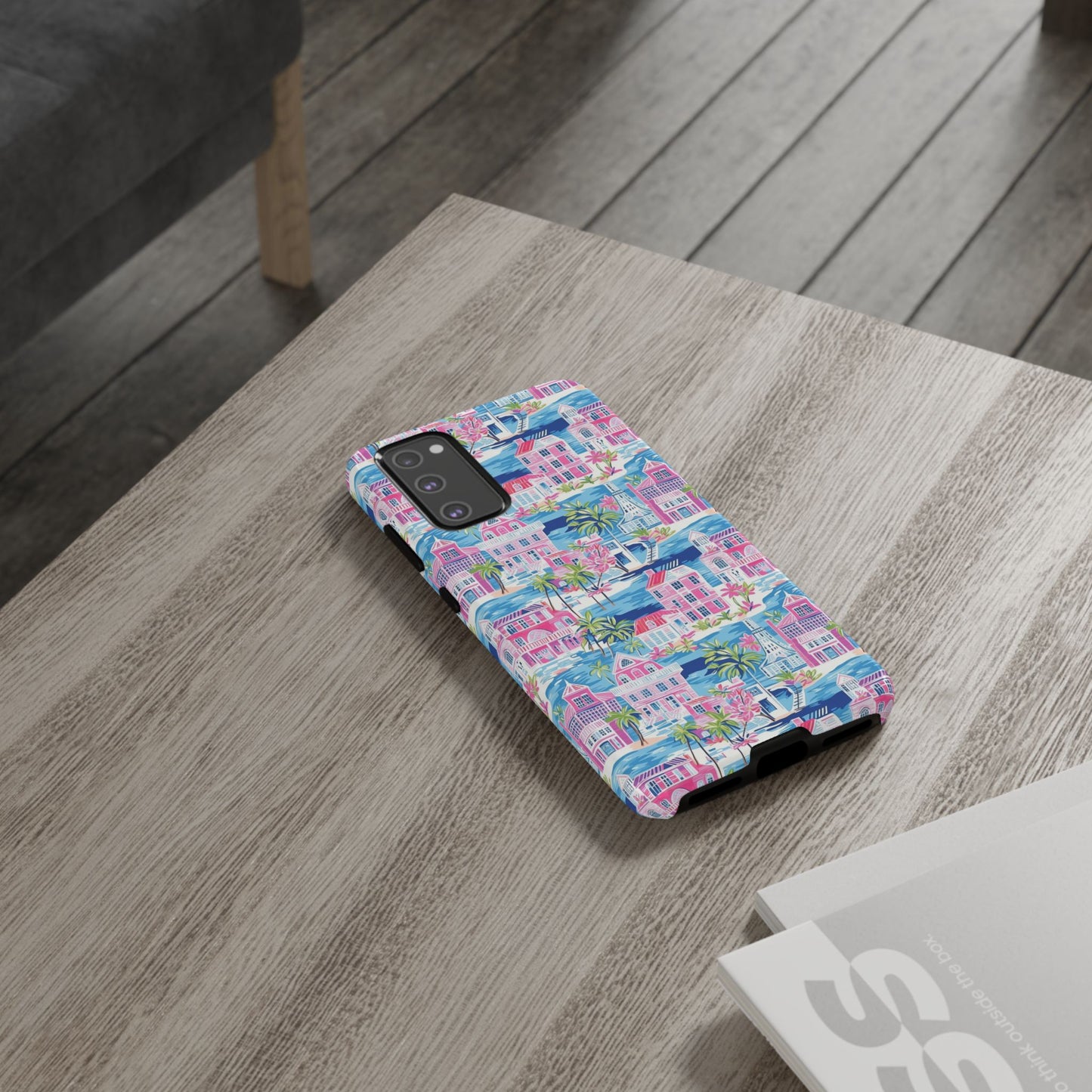Pink Coastal Houses phone case | Tough Case | iPhone 17