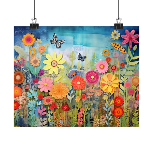Wildflower Wall Art Poster | Boho Floral Home Decor | Cottagecore Nature Print