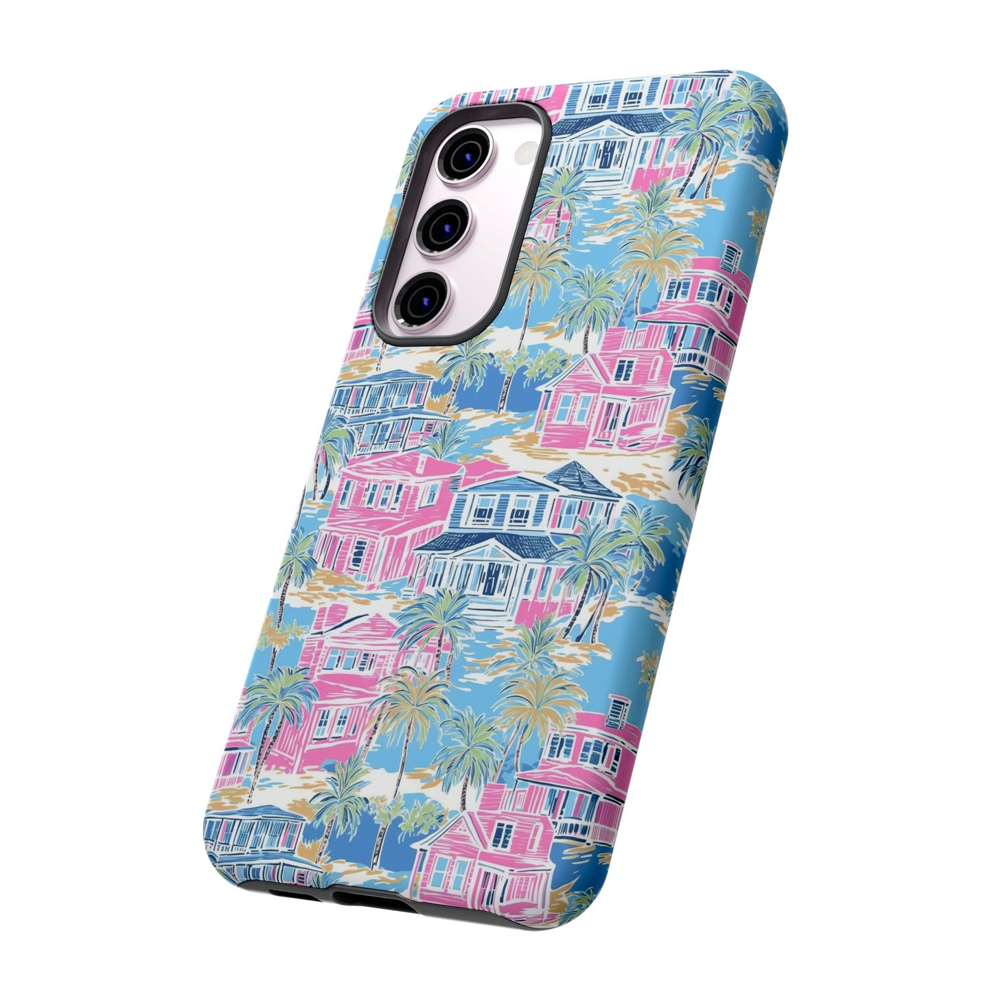 Tropical Beach Houses Tough Case | Palm Tree Coastal Phone Cover | iPhone 17