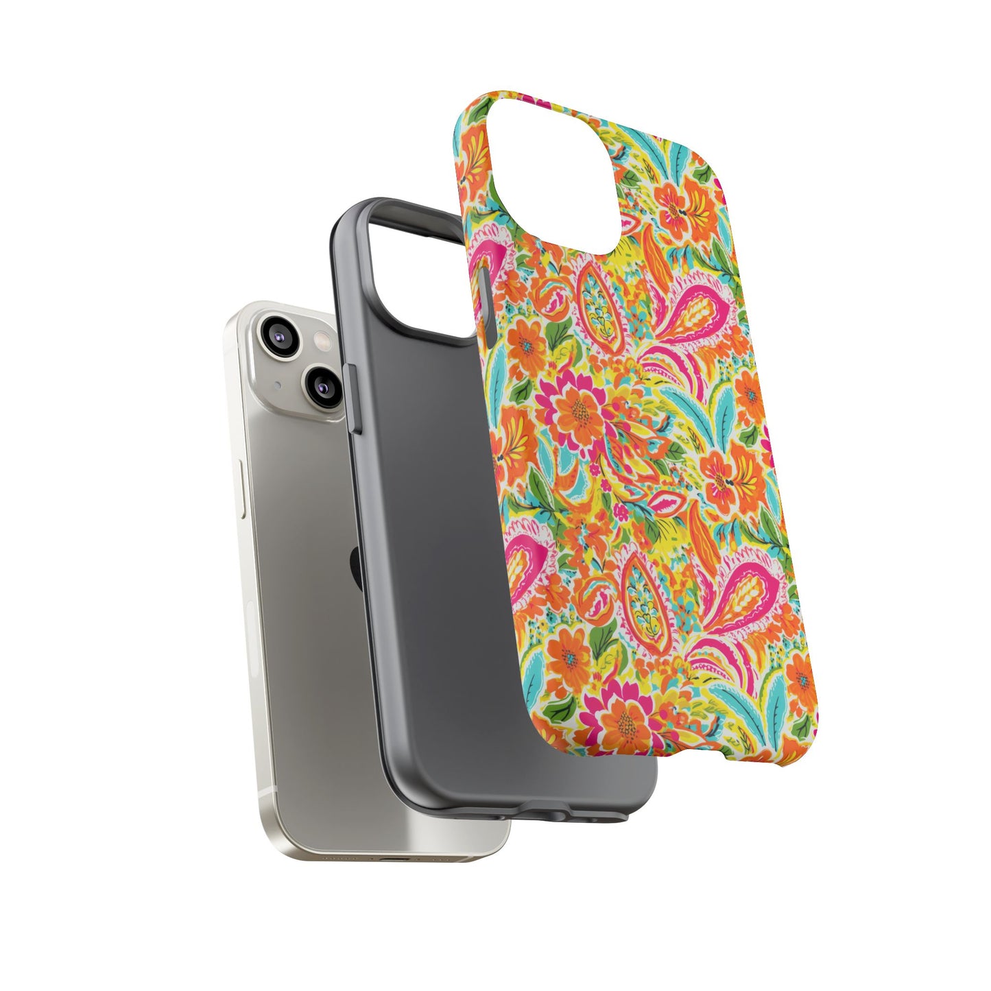 Vibrant Floral Paisley phone case | Tough Cases | Orange and Pink Floral | iPhone 17