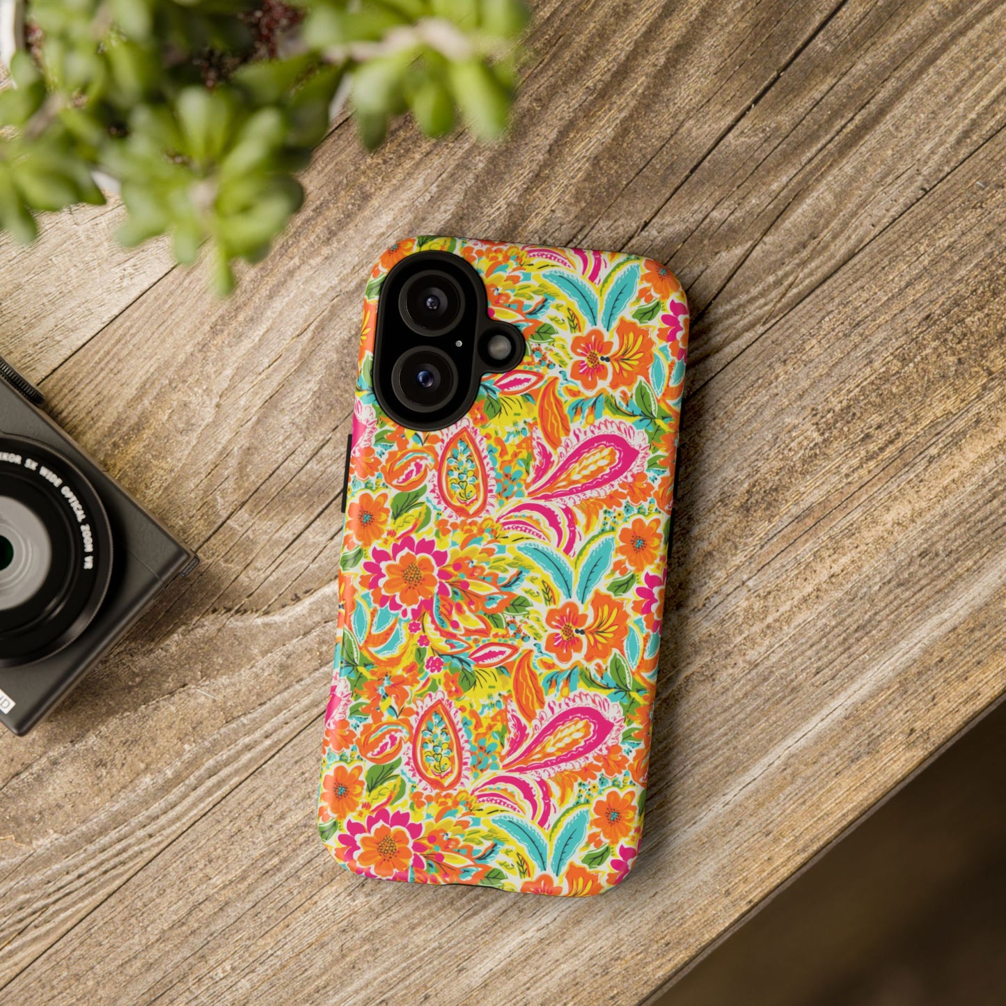 Vibrant Floral Paisley phone case | Tough Cases | Orange and Pink Floral | iPhone 17