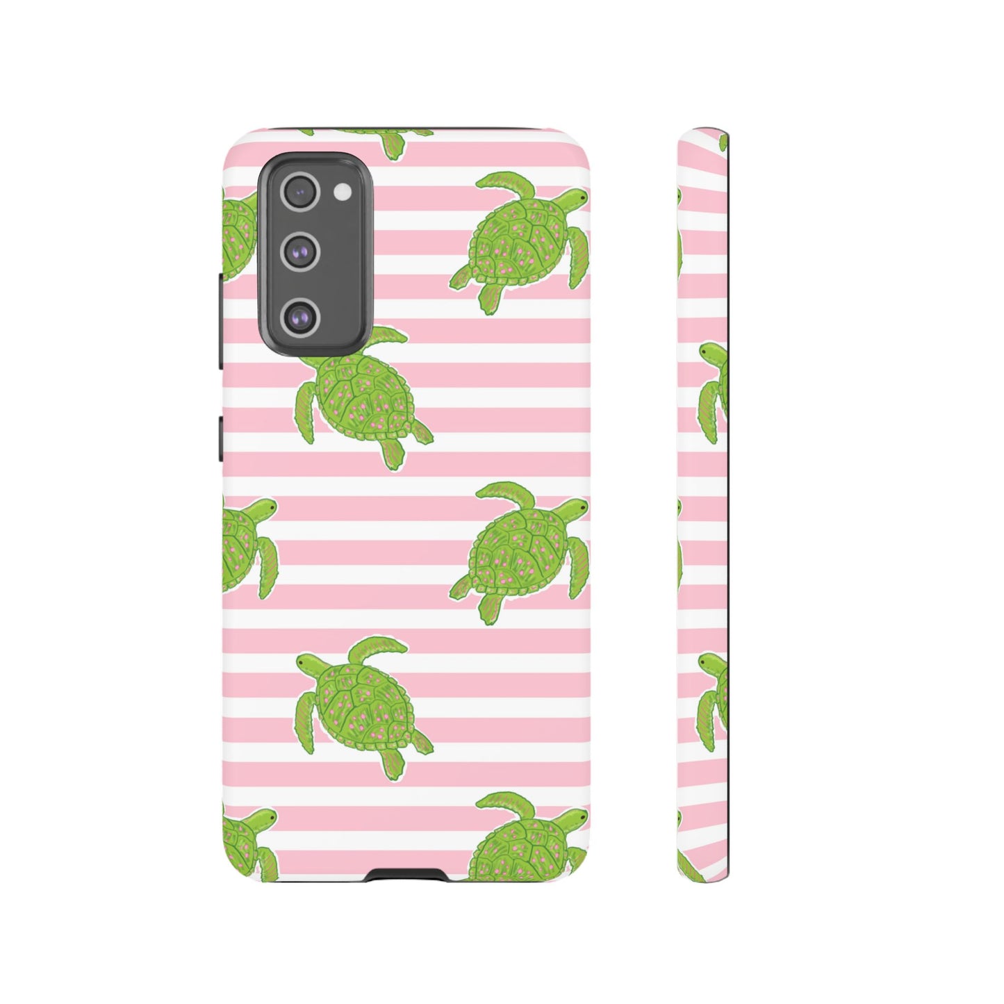 Green Sea Turtles Phone Case | Pink Stripes Tough Case | iPhone 17