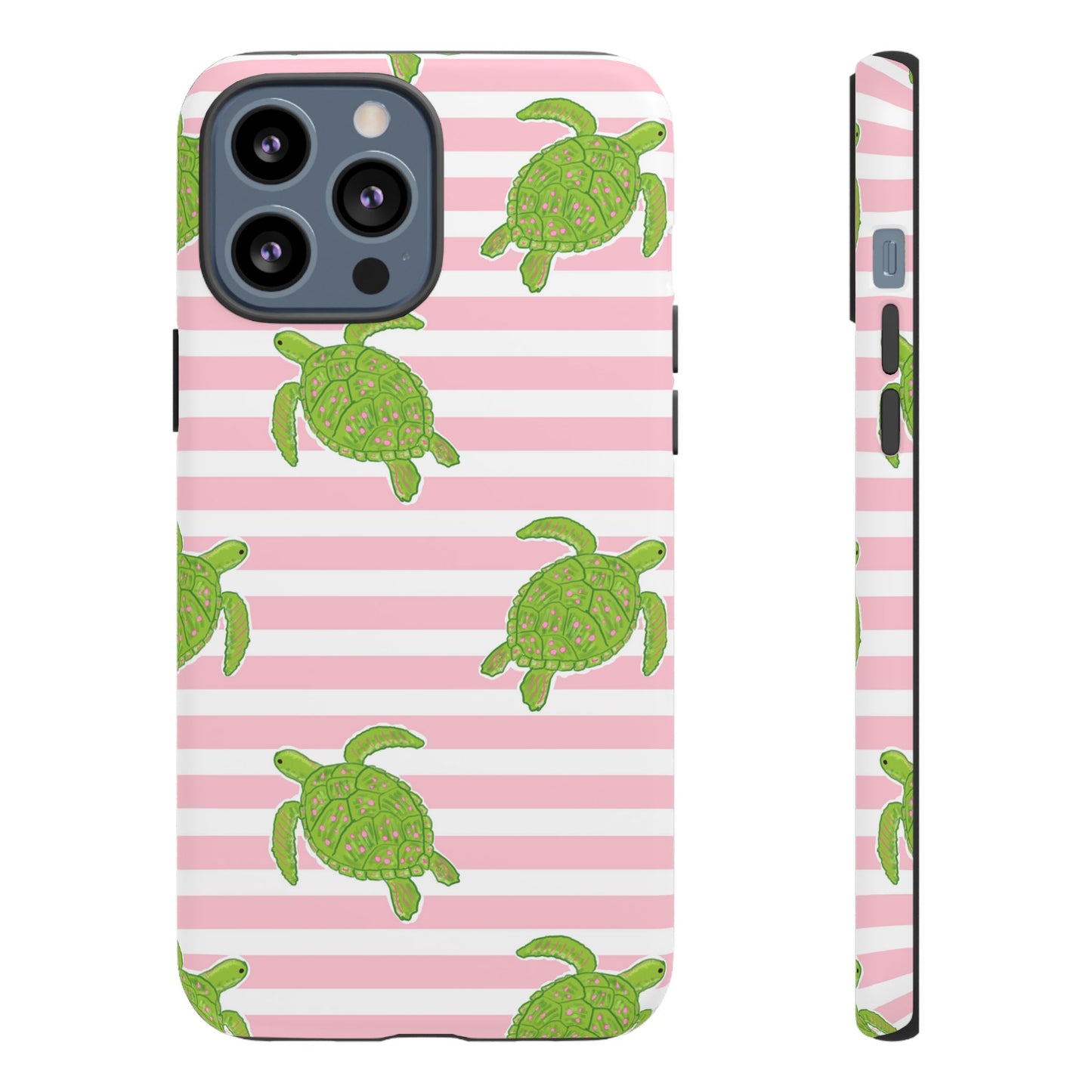 Green Sea Turtles Phone Case | Pink Stripes Tough Case | iPhone 17