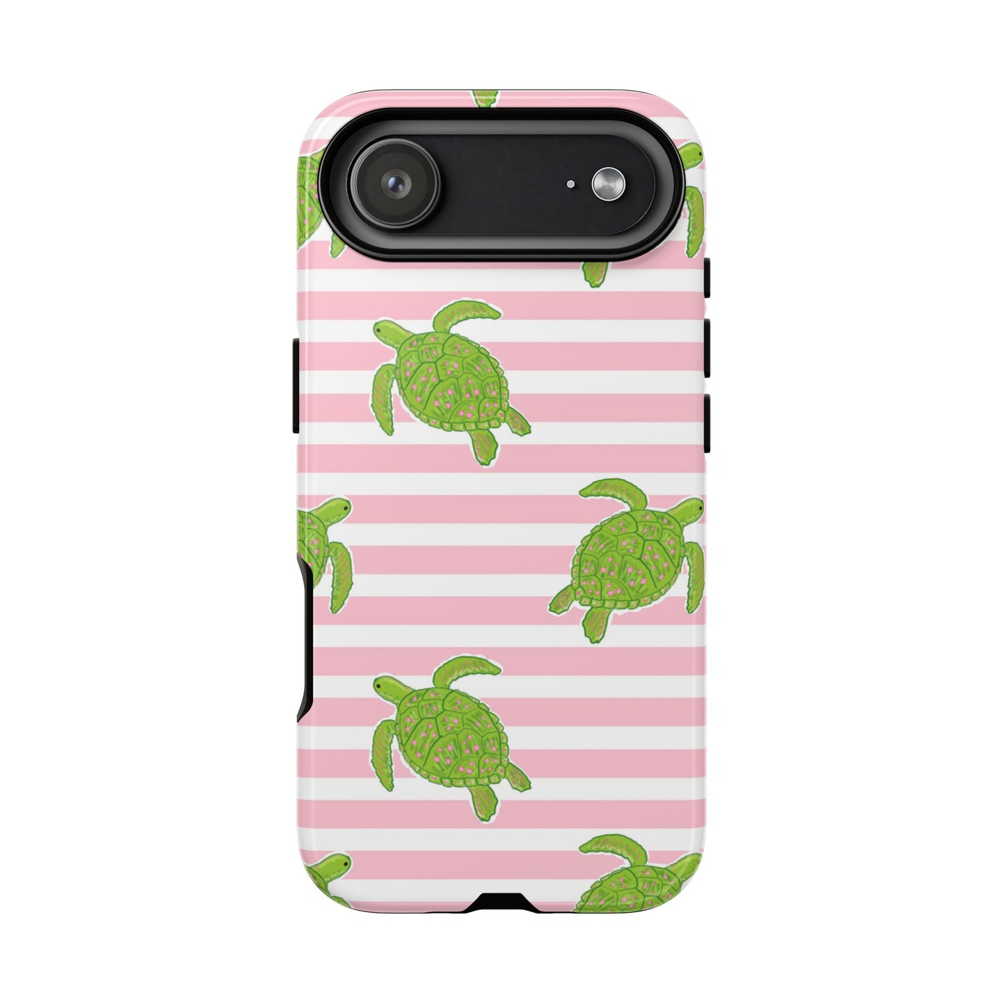 Green Sea Turtles Phone Case | Pink Stripes Tough Case | iPhone 17