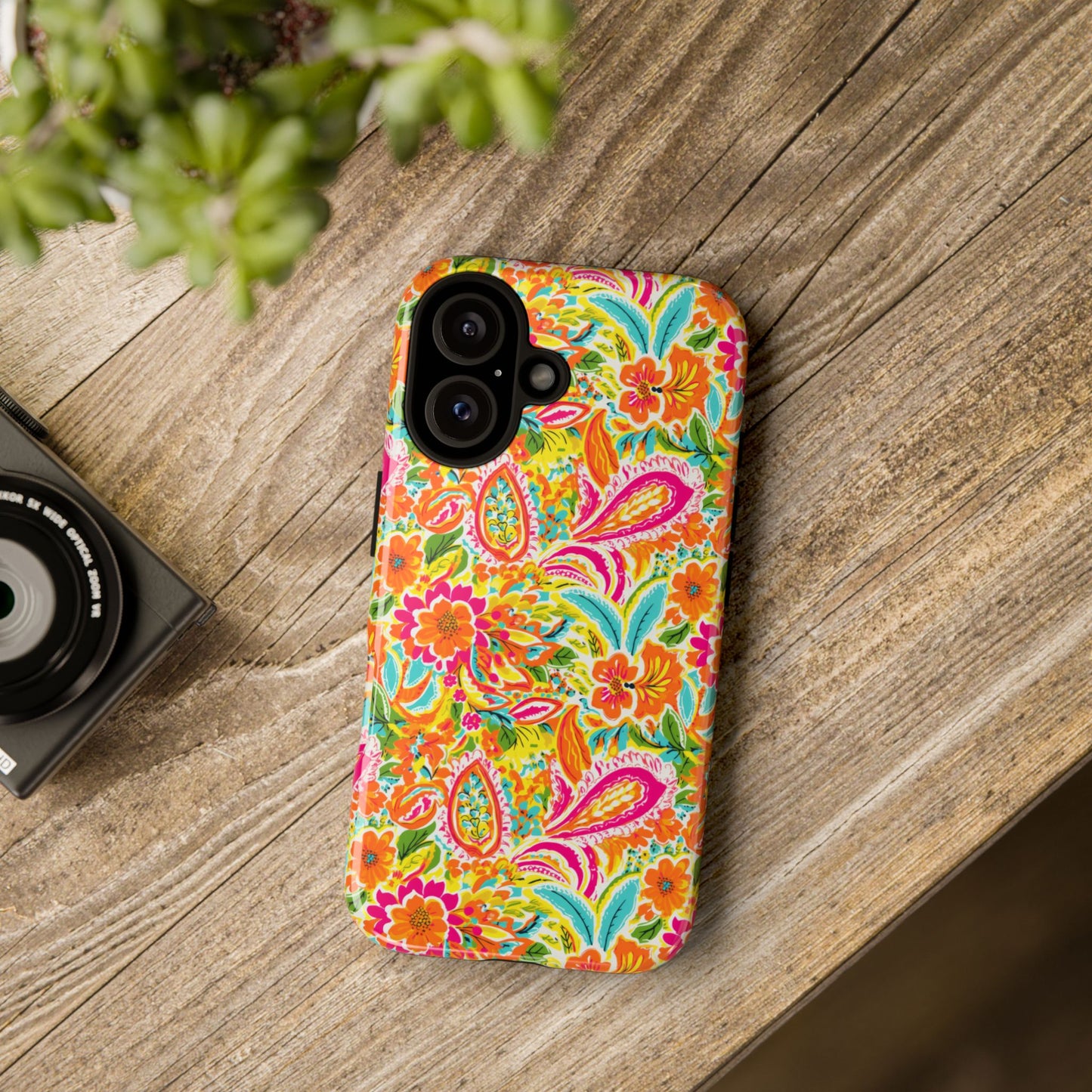 Vibrant Floral Paisley phone case | Tough Cases | Orange and Pink Floral | iPhone 17