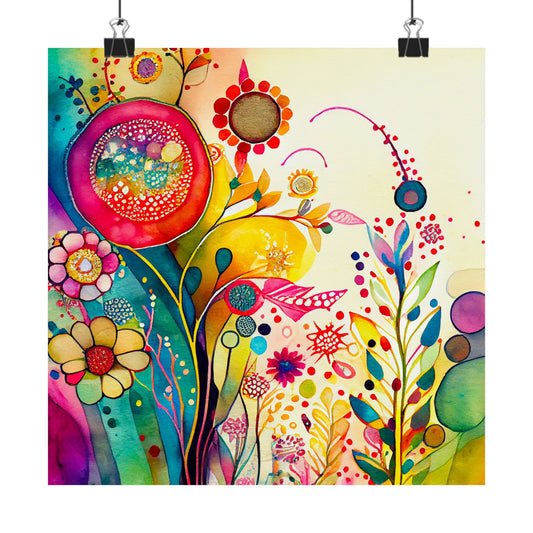 Colorful Abstract Floral Wall Art Poster | Vibrant Wildflower Botanical Print | Boho Modern Home Decor